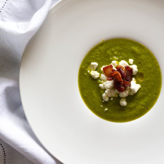 Broccoli Soup+Goat Cheese+Lardon