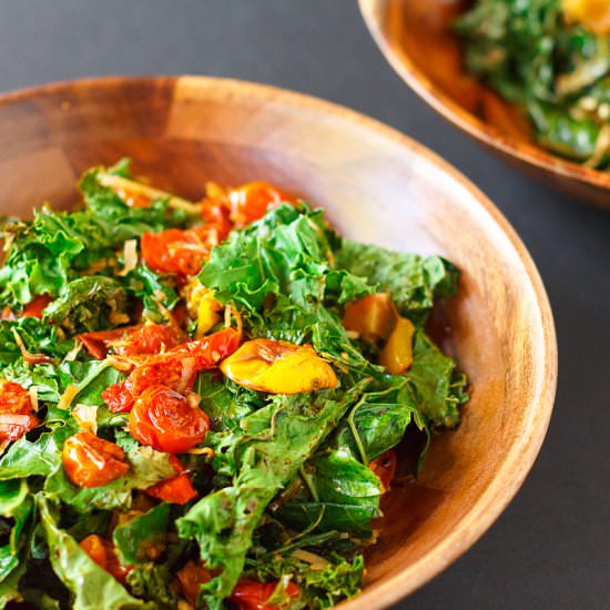 Roasted Kale Salad + Roasted Tomato