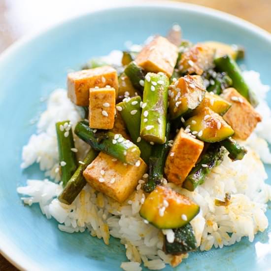 Asparagus, Zucchini, Tofu Stir Fry