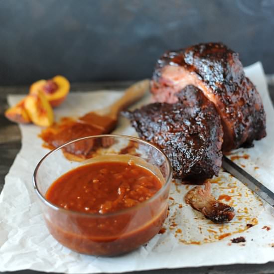 Peach Bacon Bourbon BBQ Sauce
