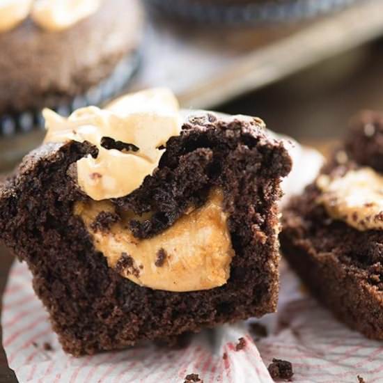 Peanut Butter Filled Chocolate Muffins