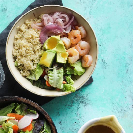 Honey Dijon Shrimp Quinoa Salad
