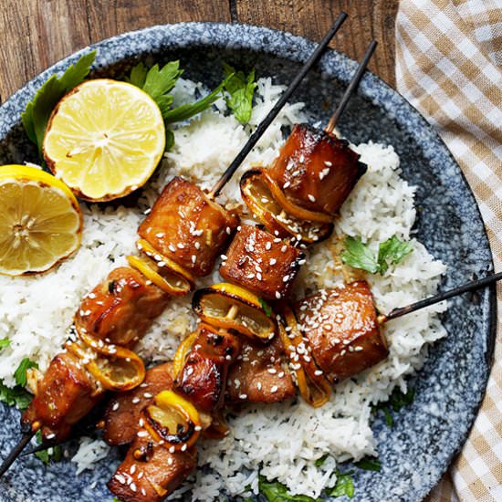 Sesame Soy Salmon Skewers