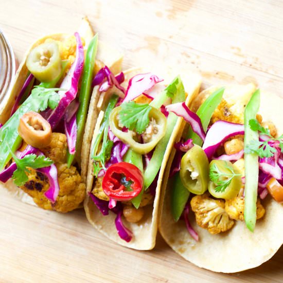 CAULIFLOWER TACOS WITH GARBANZO