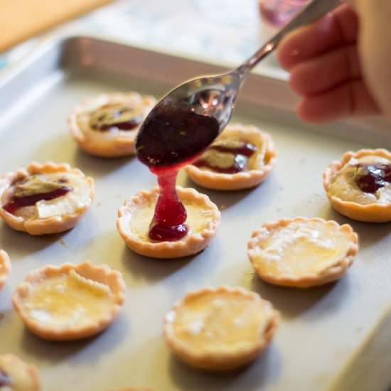 Bite-sized Jam and Brie Tartlets