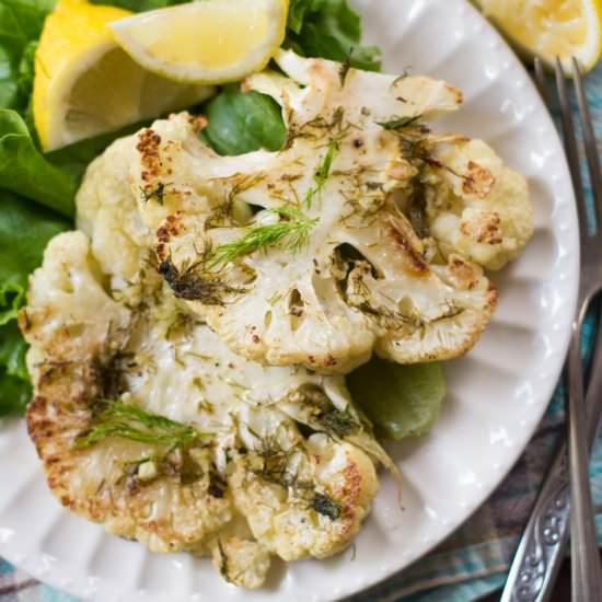Garlic & Dill Cauliflower Steaks