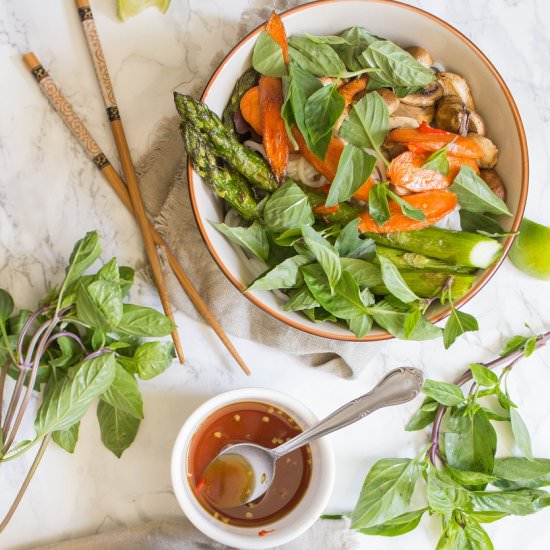 Roasted Vegetable Spring Roll Bowls