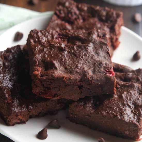 Dark Chocolate Strawberry Brownies