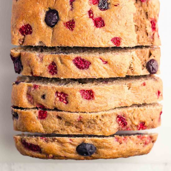 Healthy Triple Berry Banana Bread