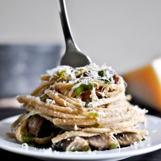 portobello and leek carbonara