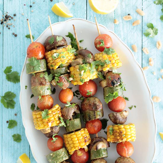 Peanut & Cilantro Veggie Skewers