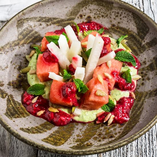 Watermelon jicama mint salad