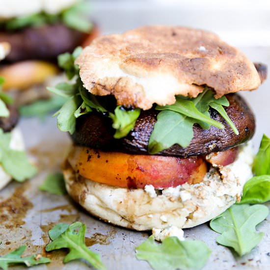 Portobello Mushroom-Peach Sandwich