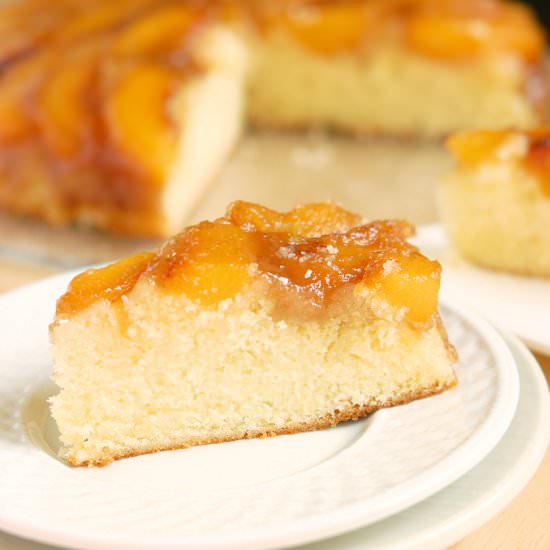 Peach Almond Upside Down Cake