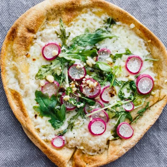 Roasted Radish Havarti Pita Pizzas
