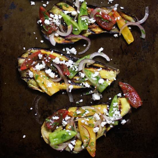 grilled eggplant and tomato salad