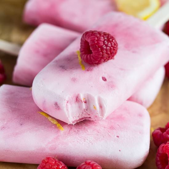 Raspberry Lemon Yoghurt Popsicles
