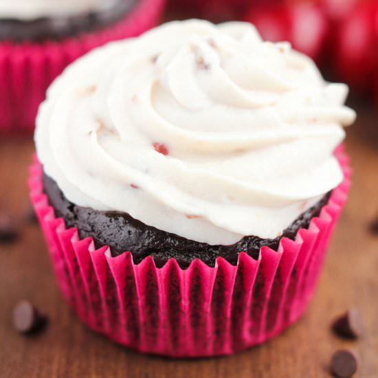 Chocolate Cherry Vanilla Cupcakes