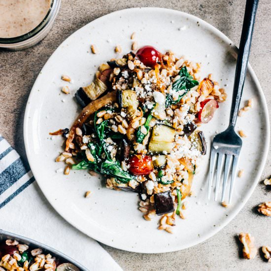 Eggplant, Onion and Grain Salad