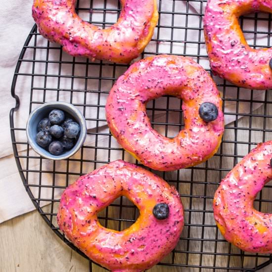 Blueberry Bourbon Brioche Doughnuts