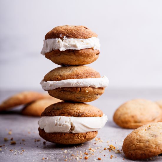 Choc chip cookie sandwiches