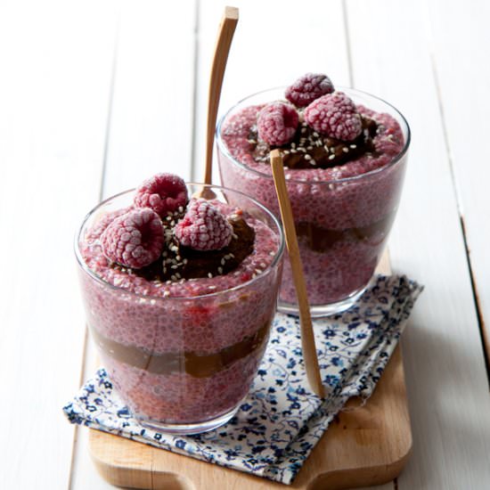 Raspberry & chocolate chia pudding