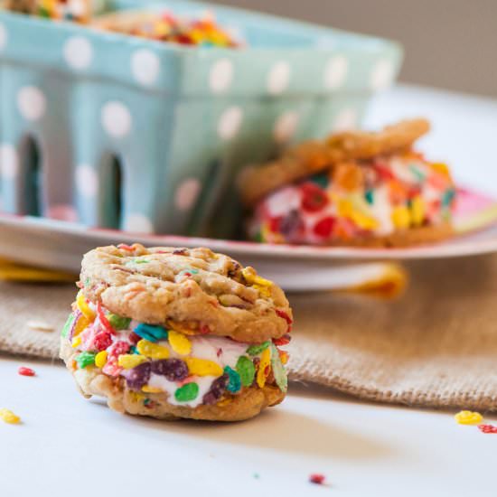 Fruity Pebbles Ice Cream Sandwich