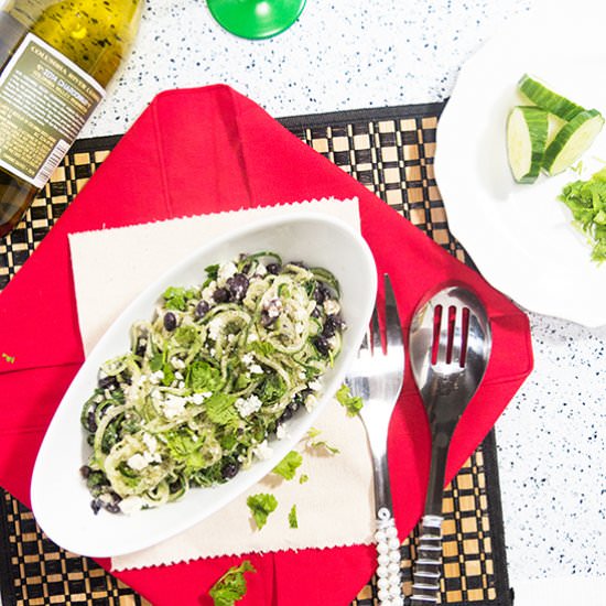 Spiralized Cucumber Black Bean Salad