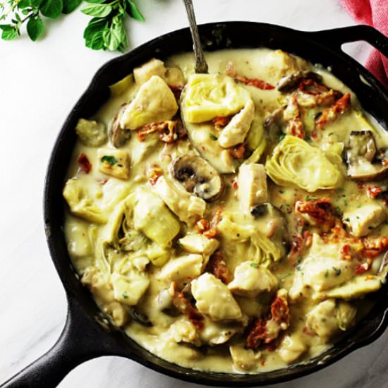 Spelt pasta with chicken