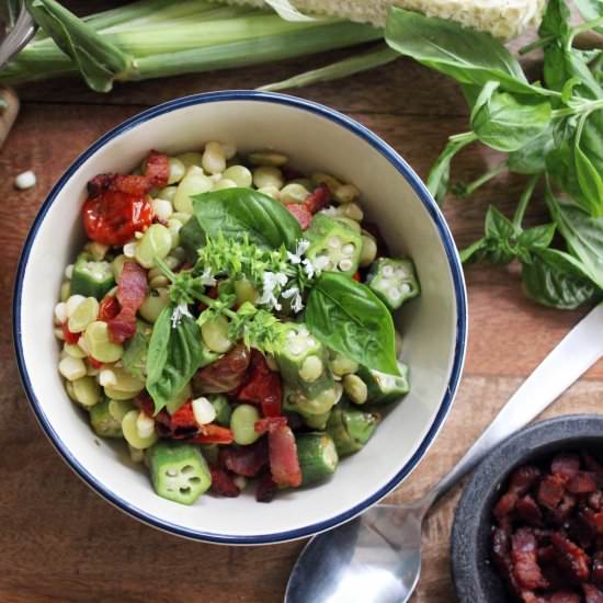 Roasted Tomato Succotash with Okra