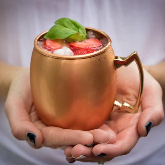 Strawberry Basil Moscow Mules