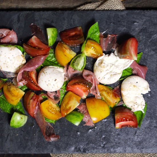 Tomato, Prosciutto & Burrata Cheese