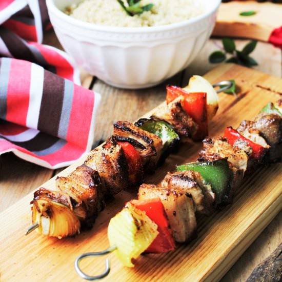 Pork Kebabs with Mushrooms