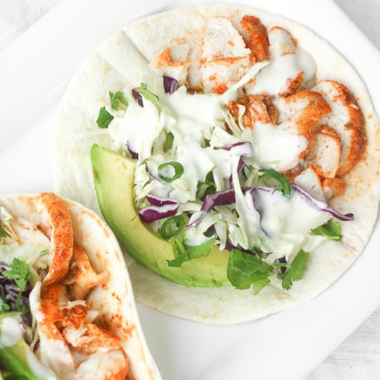 Fish Tacos with Lime Crema