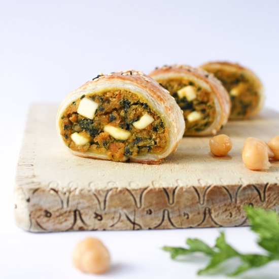 Spinach and Chickpea Sausage Rolls