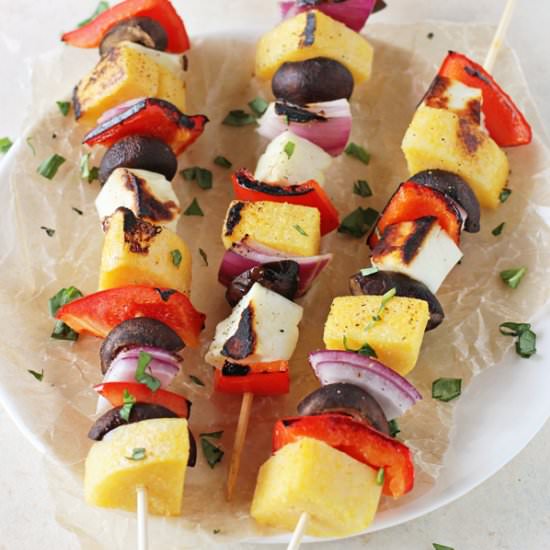 Polenta Veggie & Halloumi Kabobs