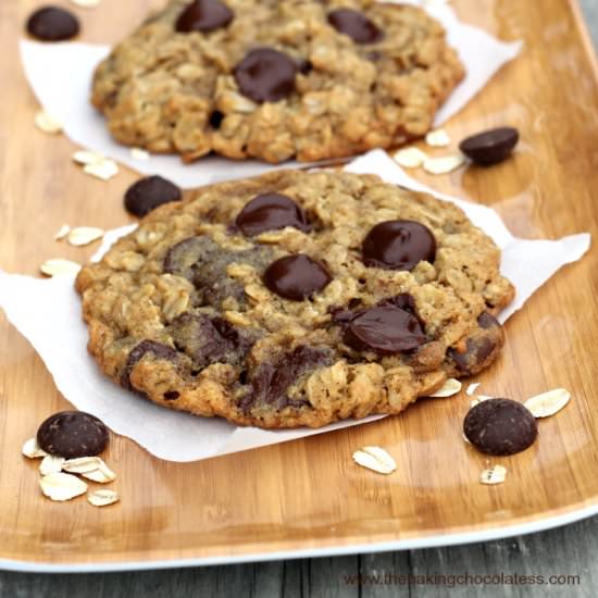 Dark Chocolate Chip Oatmeal Cookies