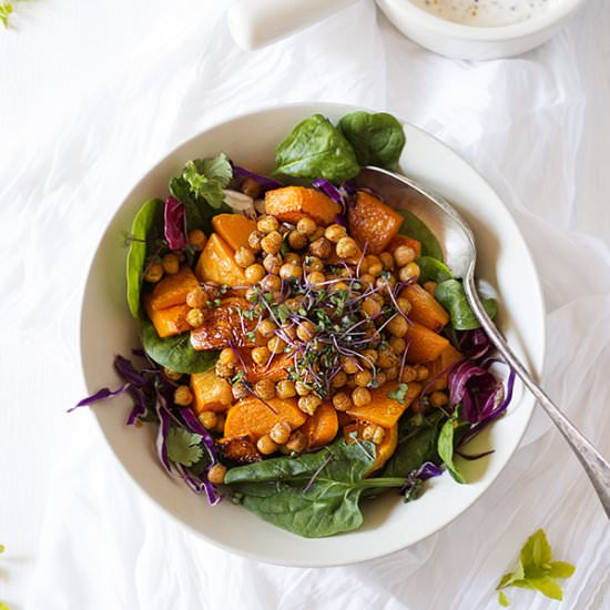 Butternut, Chickpea + Spinach Salad
