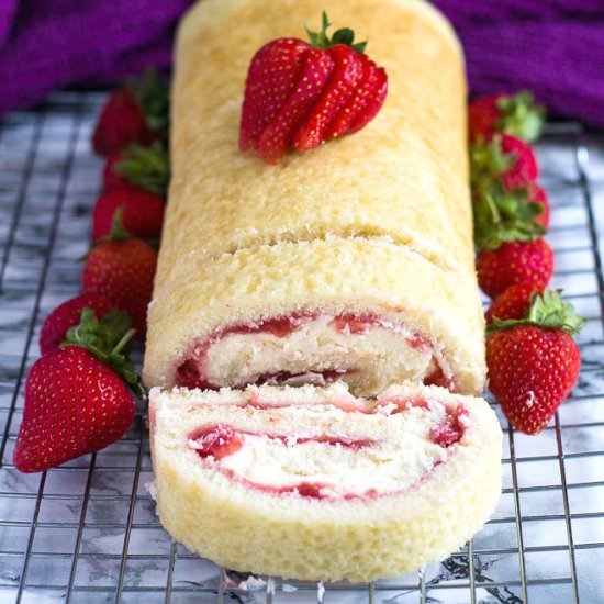 Strawberries & Cream Swiss Roll