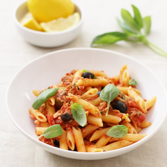 Easy Sicilian Style Tuna Pasta