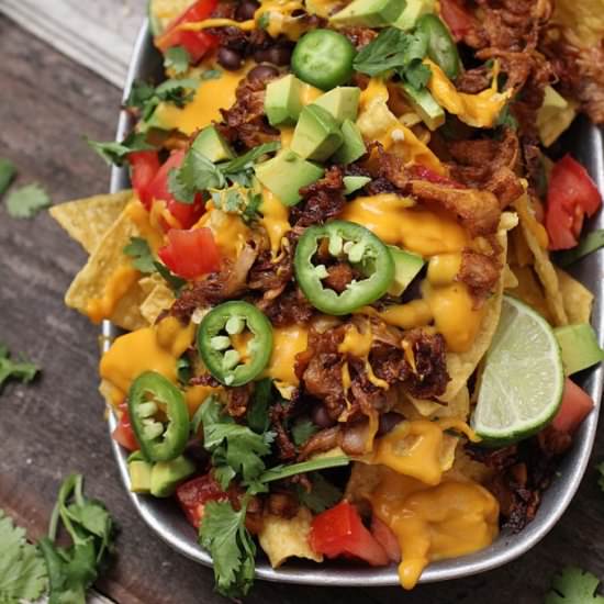 Vegan BBQ Jackfruit Nachos