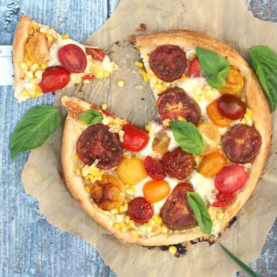 heirloom tomato and corn tart