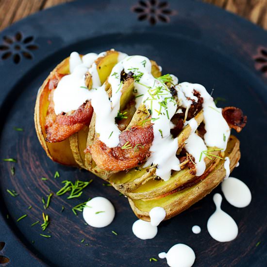 Smokey Bacon Hasselback Potatoes
