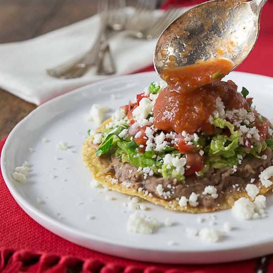 Refied Beans, Pico de Gallo Tostada