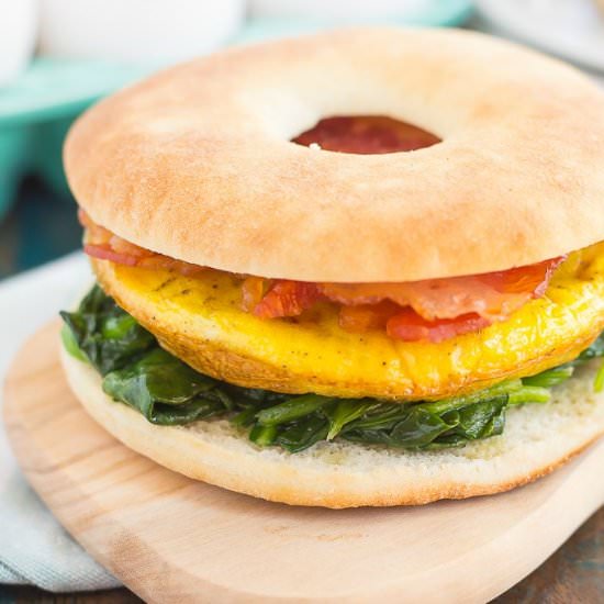 Spinach Bacon Breakfast Sandwich