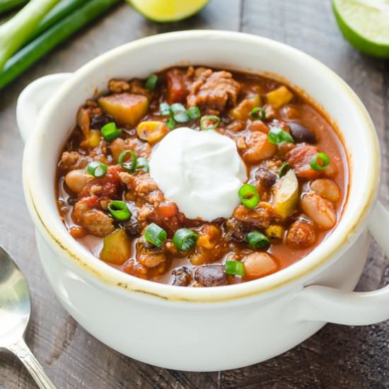 Easy Slow Cooker Turkey Chili