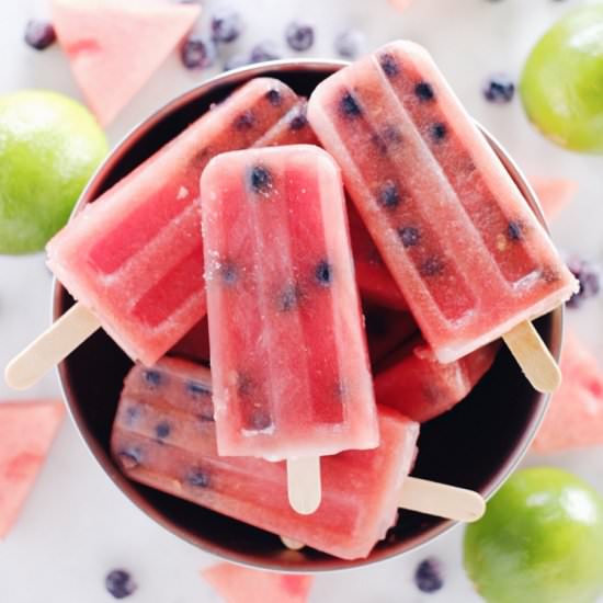 Watermelon Blueberry Lime Popsicles