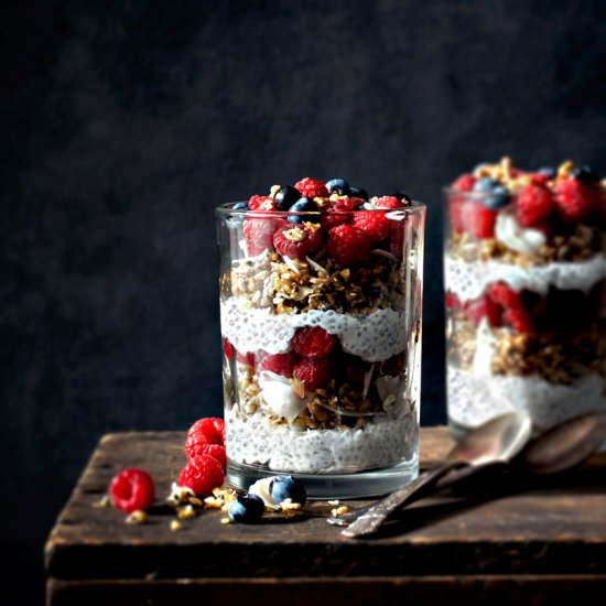 Grain Free Granola + Chia Parfaits