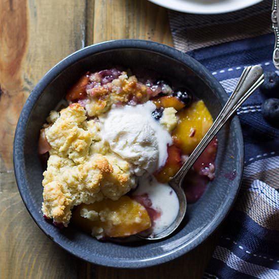 Peach Blueberry Cobbler