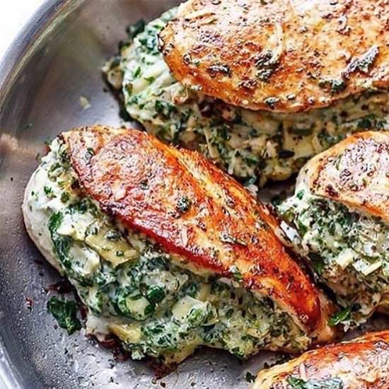 Spinach & Artichoke Stuffed Chicken